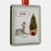 Greyhound イタリアン Christmasおもしろい Dog with Tree メタルオーナメント (右)