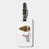 Greyhound イタリアン Christmasおもしろい Dog with Tree ラゲッジタグ (正面縦)