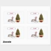 Greyhound イタリアン Christmasおもしろい Dog with Tree 長方形シール (シート)