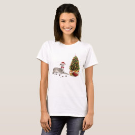 Greyhound イタリアン Christmasおもしろい Dog with Tree Tシャツ