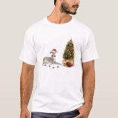 Greyhound イタリアン Christmasおもしろい Dog with Tree Tシャツ (正面)