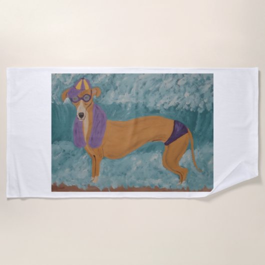 Greyhound at the Beach ビーチタオル (正面)