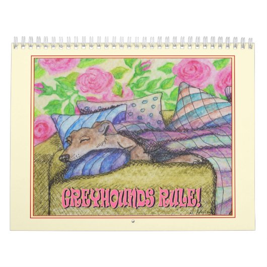 Greyhound Calendar -愛犬家用のWall Calendar カレンダー (カバー)