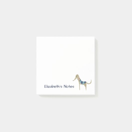 Greyhound Cartoon Dog in Coat ポストイット (正面)