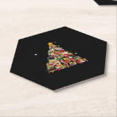 Greyhound Christmas Tree Lights Funny Dog Xmas Gif ペーパーコースター (アングル)