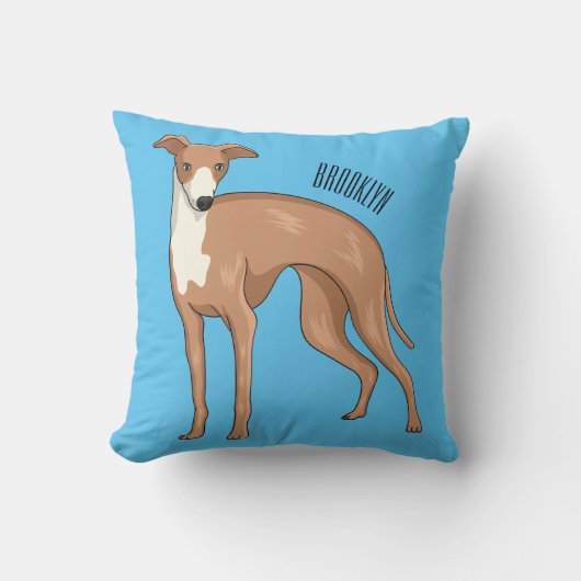 Greyhound dog cartoon illustration  クッション (正面)