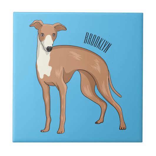 Greyhound dog cartoon illustration  タイル (正面)