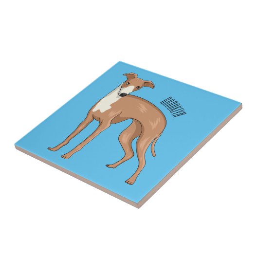 Greyhound dog cartoon illustration タイル (側面)
