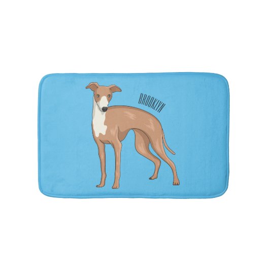 Greyhound dog cartoon illustration バスマット (正面)