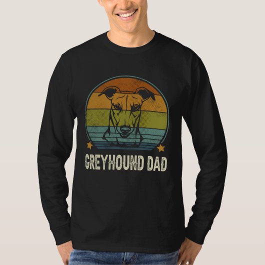 Greyhound Dog Dad Vintage Fathers Day Tシャツ (正面)