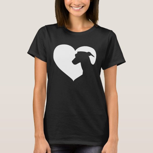 Greyhound Dog Heart Silhouette Greyhound Tシャツ (正面)