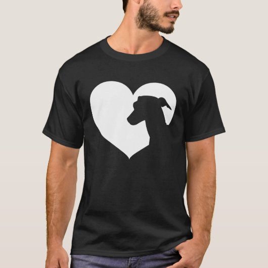Greyhound Dog Heart Silhouette  Greyhound Tシャツ (正面)