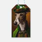 Greyhound Dog in St. Patrick's Day Dress ギフトタグ (正面)