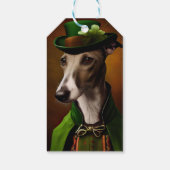 Greyhound Dog in St. Patrick's Day Dress ギフトタグ (裏面)