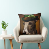 Greyhound Dog in St. Patrick's Day Dress クッション (椅子)