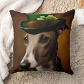 Greyhound Dog in St. Patrick's Day Dress クッション (ブランケット)