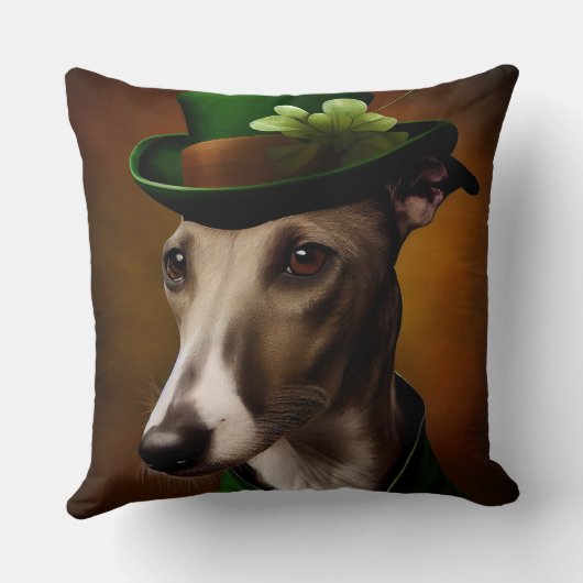 Greyhound Dog in St. Patrick's Day Dress クッション (裏面)