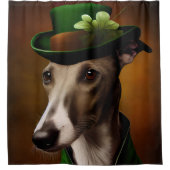 Greyhound Dog in St. Patrick's Day Dress シャワーカーテン (正面)