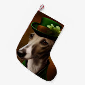 Greyhound Dog in St. Patrick's Day Dress スモールクリスマスストッキング (正面 (吊り時))