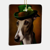 Greyhound Dog in St. Patrick's Day Dress セラミックオーナメント (右)