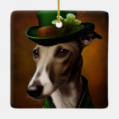 Greyhound Dog in St. Patrick's Day Dress セラミックオーナメント (裏面)