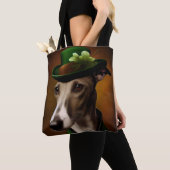 Greyhound Dog in St. Patrick's Day Dress トートバッグ (クローズアップ)