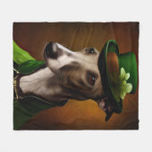 Greyhound Dog in St. Patrick's Day Dress フリースブランケット (正面(横))