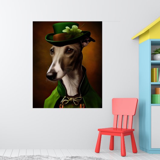 Greyhound Dog in St. Patrick's Day Dress ポスター (子ども部屋1)