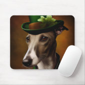 Greyhound Dog in St. Patrick's Day Dress マウスパッド (マウス)