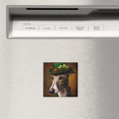 Greyhound Dog in St. Patrick's Day Dress マグネット (インサイチュ (食洗機))