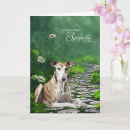 Greyhound Dog Misty Garden Path Pet Sympathy カード