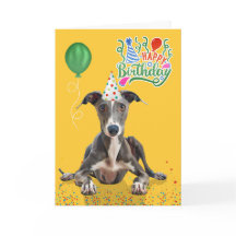 Greyhound Dog Party Hat Yellow Birthday