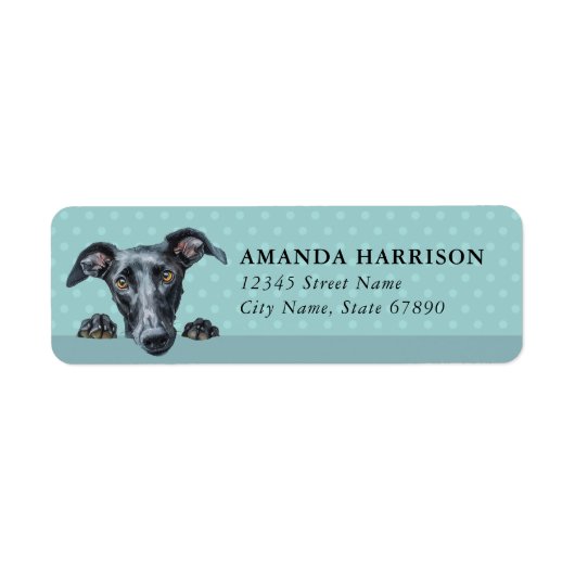 Greyhound Dog Return Address Labels ラベル (正面)