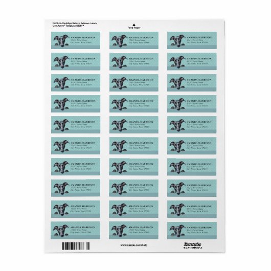 Greyhound Dog Return Address Labels ラベル (フルシート)