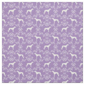 greyhound dog silhouette purple花模様 ファブリック (見本)
