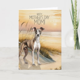 Greyhound Dog Sunset Beach Mother's Day シーズンカード