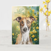 Greyhound Dog Tiny Yellow Flowers Get Well カード (黄色い花)