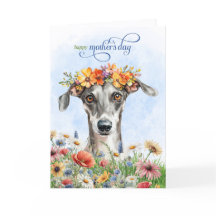 Greyhound Dog Wildflowers Mother's Day