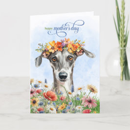Greyhound Dog Wildflowers Mother's Day シーズンカード