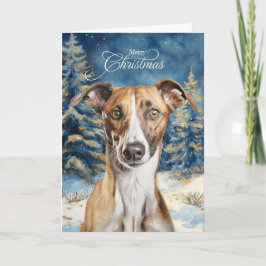 Greyhound Dog Woodland Forest Christmas シーズンカード