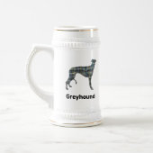 Greyhound Dog Yellow & Blue Grid Lines ビールジョッキ (左)