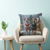 Greyhound Dogs Christmas Snow Holiday クッション (椅子)