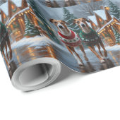 Greyhound Dogs Christmas Snow Holiday ラッピングペーパー (ロールコーナー)