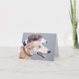 Greyhound Friendsドッグアートノートカード カード