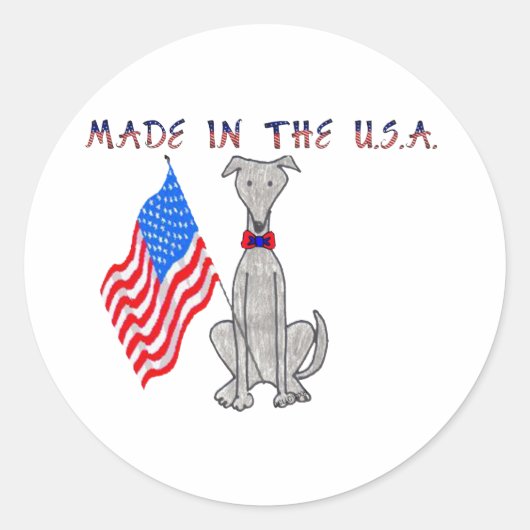 Greyhound Gray Made In The USA Sticker ラウンドシール (正面)