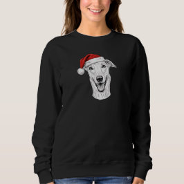 Greyhound Hand-Drawn Portrait Christmas Santa Dog スウェットシャツ
