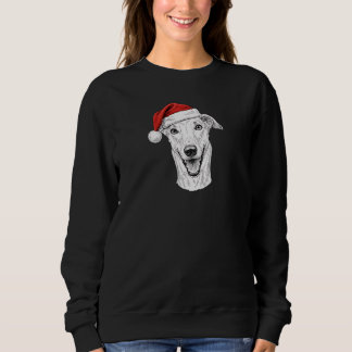 Greyhound Hand-Drawn Portrait Christmas Santa Dog スウェットシャツ