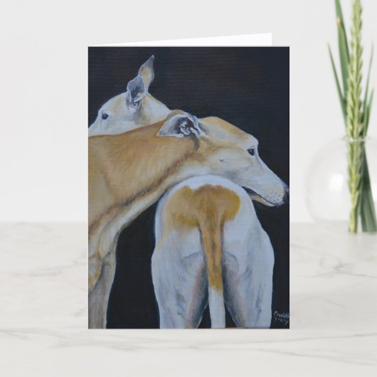 Greyhound Hug Dog Art Folded Card シーズンカード (正面)