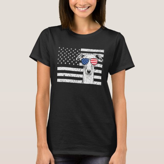 Greyhound Iggy Dog 4th of July US American Flag Pa Tシャツ (正面)