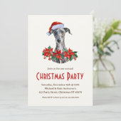 Greyhound in a Santa Hat Gray Dog Christmasパーティー 招待状 (スタンド正面)